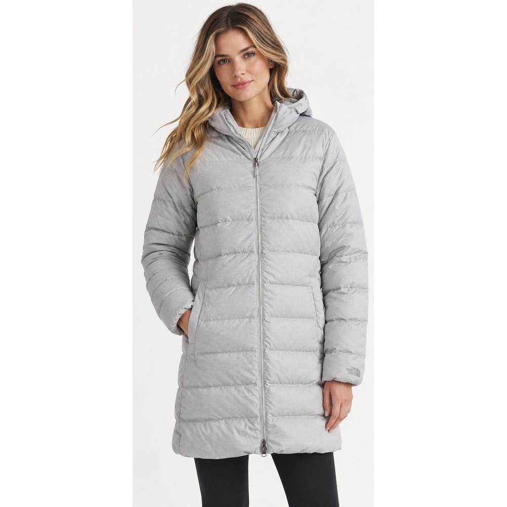 Eddie Bauer Gray EB650 Down Hooded Long Packable Puffer Jacket Size Medium NEW!
